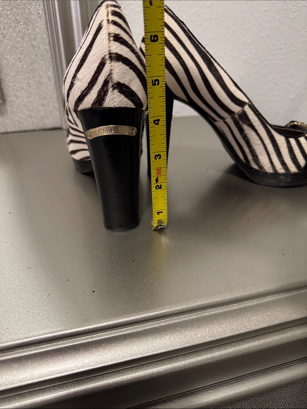 Michael Kors Zebra-Print Pumps with Black Strap & Gold Buckles - Picture 6 of 6